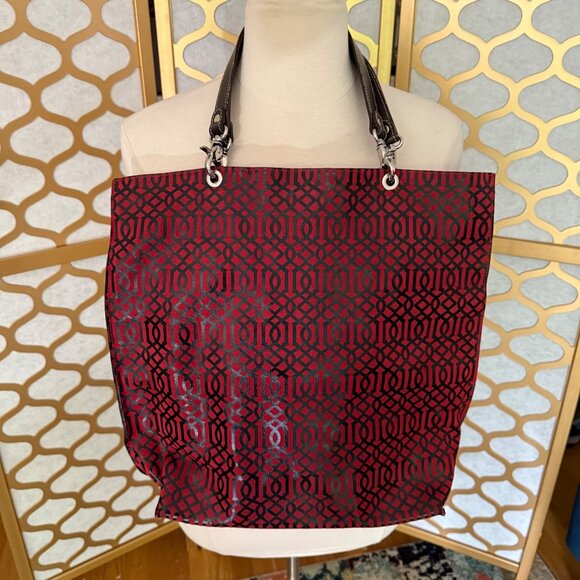 J. McLaughlin Red Printed Shopper Handbag - Picture 14 of 16